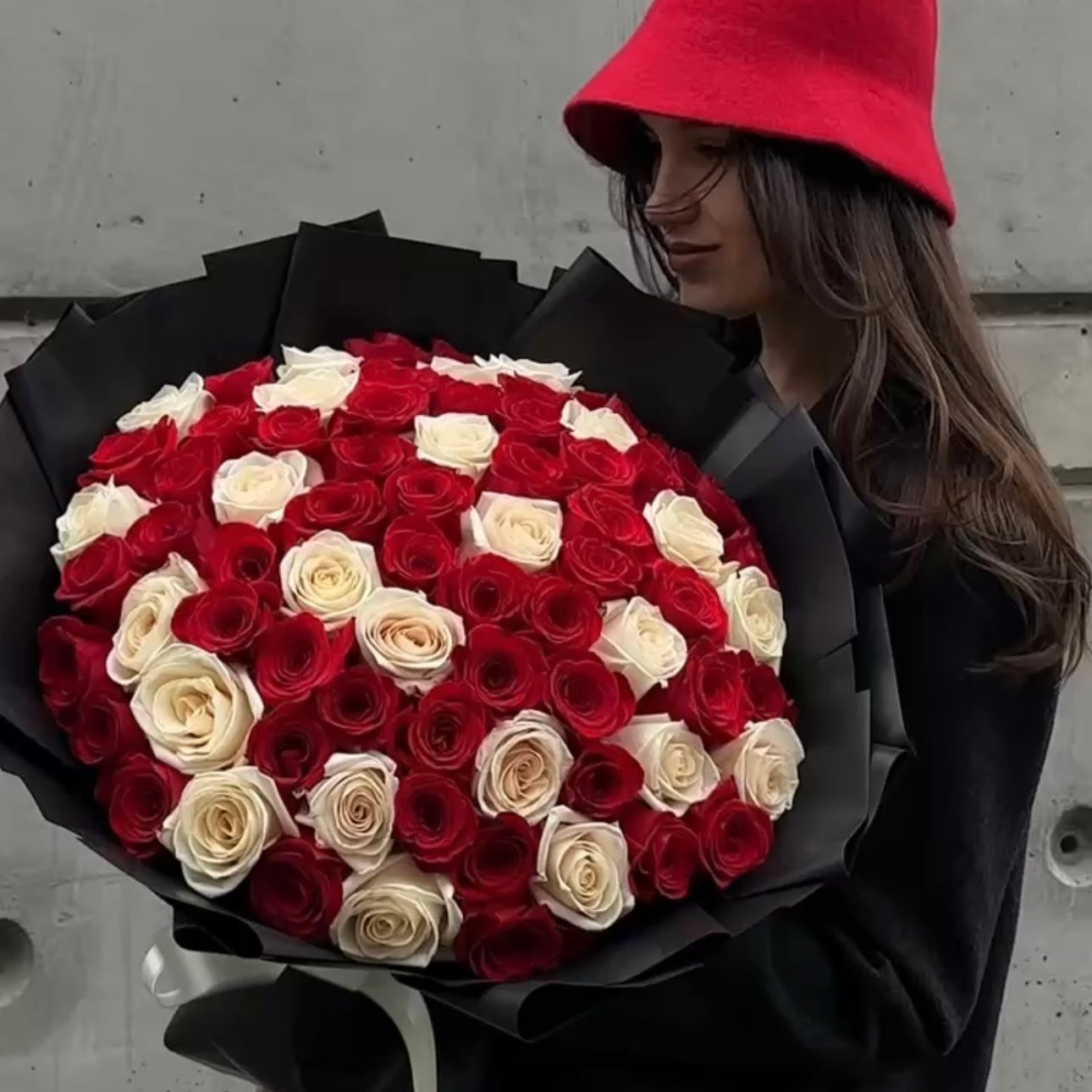 50 Red and White Roses