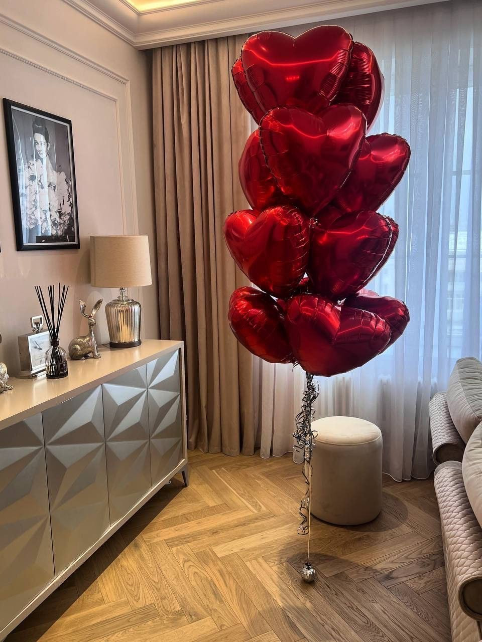 12 Red Heart Balloons