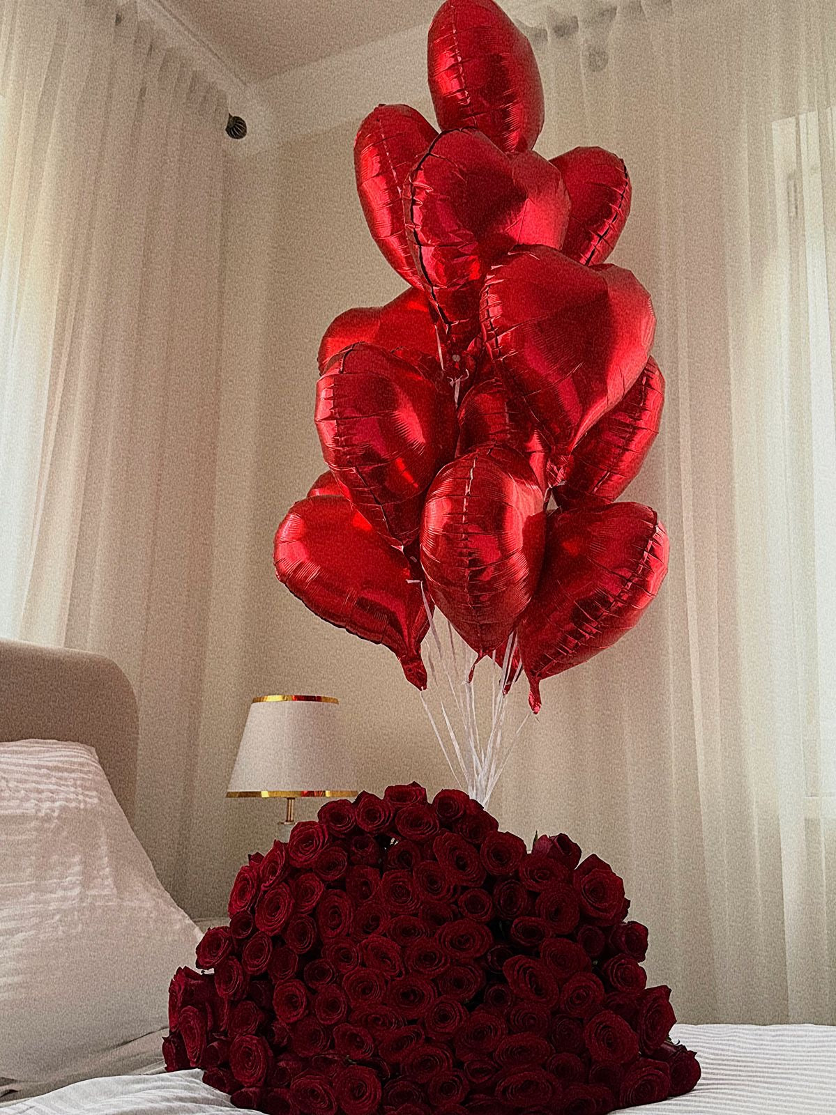 12 Red Heart Balloons