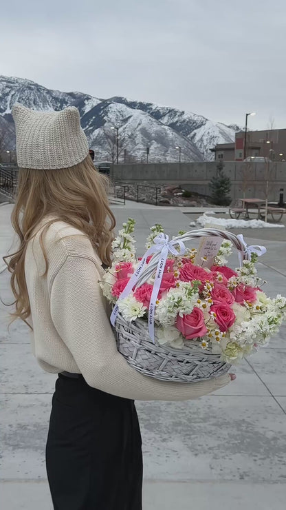 Basket with Garden Roses